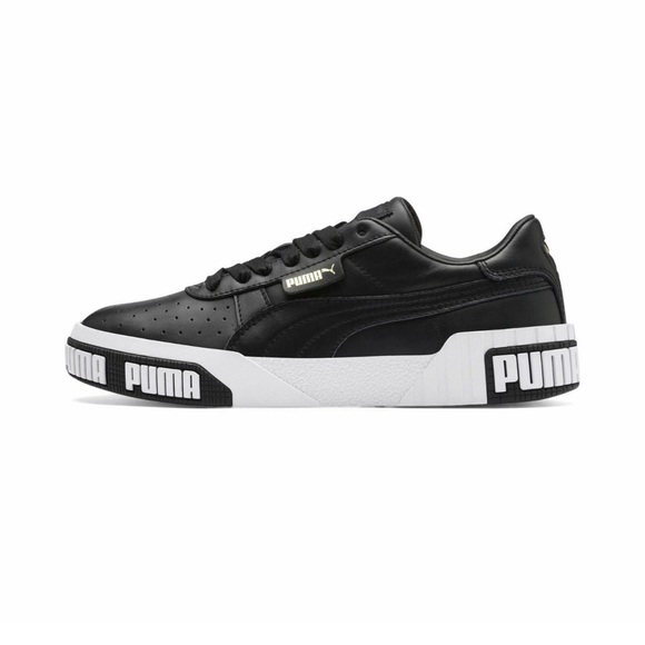 Puma Cali Bold Black Metallic Gold Women's Sneakers, Logo, Casual Shoes, Size 8 - Picture 2 of 12